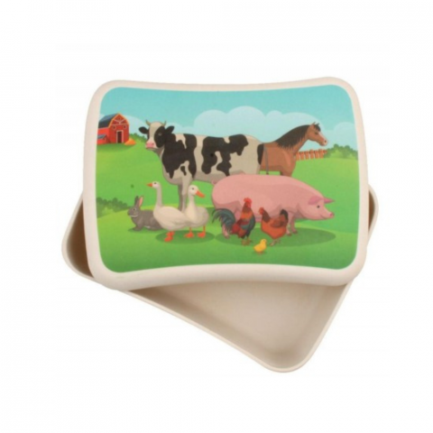 Caserole Sandwich si Sticle Apa - Cutie pentru pranz din bambus- Animalute domestice