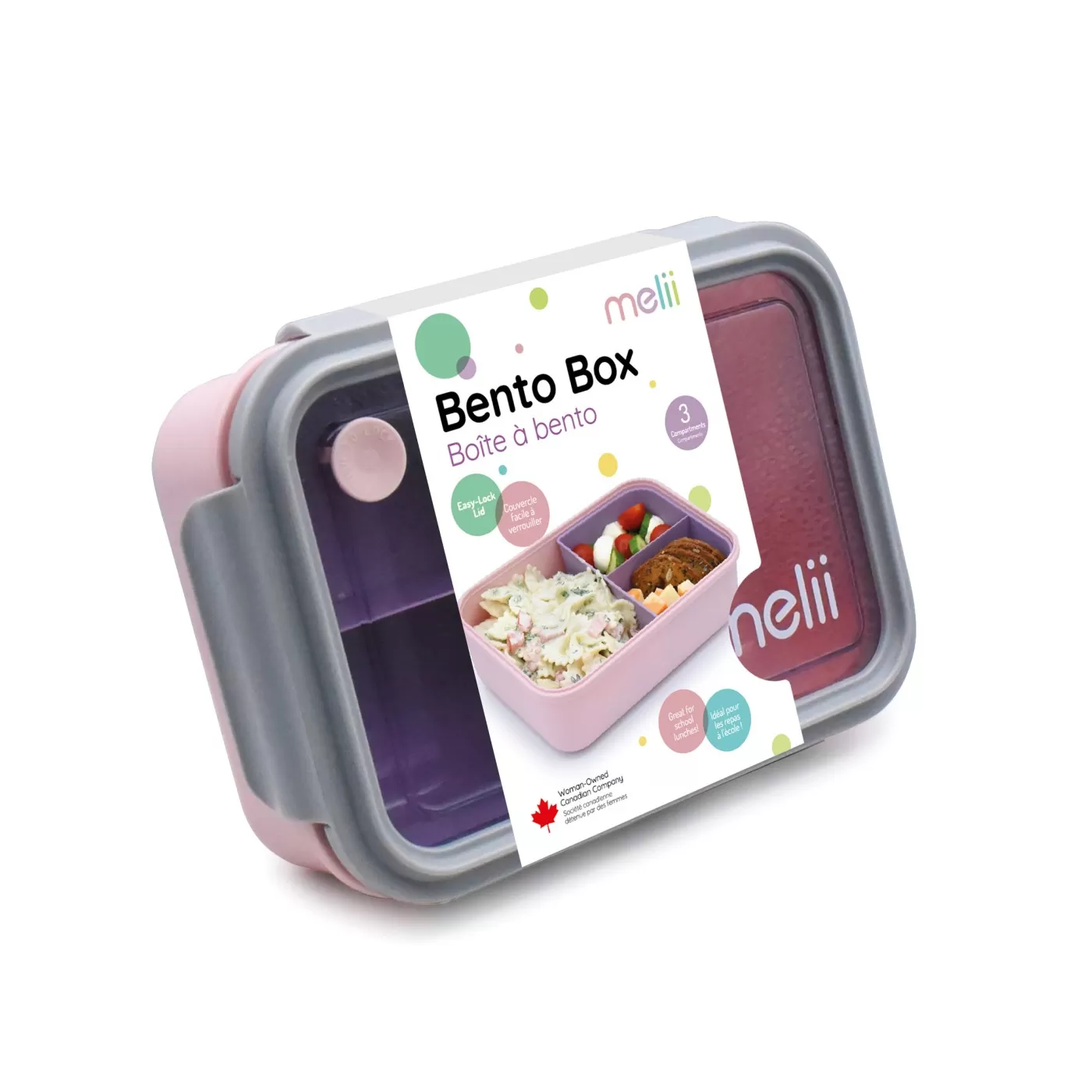 Rechizite Școlare - Cutie pranz bento, 1250ml, caserola detasabila, roz mov gri, varsta de la 6 luni la +15 ani