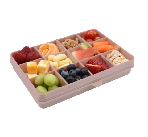 Caserole Sandwich si Sticle Apa - Cutie snack 12 compartimente, melii luxe, pink