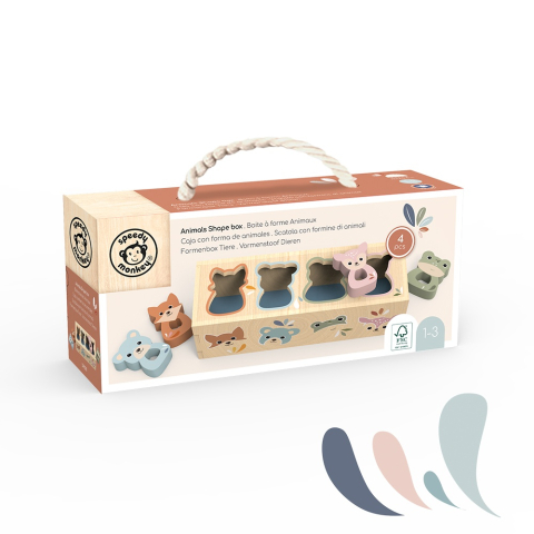 Cutie sortatoare cu forme animale din lemn, Speedy Monkey pentru Baiat, Fata varsta 1 - 3, 3 - 6 [1]