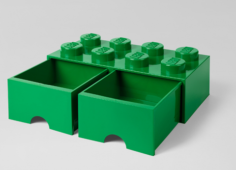 Cutie depozitare LEGO 2x4 cu sertare, verde [1]