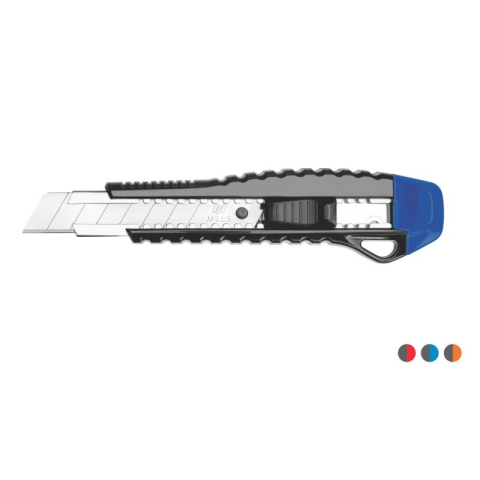 Birotică și Papetărie - Cutter Kangaro Miles FA1805/Y, lama 18mm, plastic, profesional, auto block, 2 lame extra, diverse culori