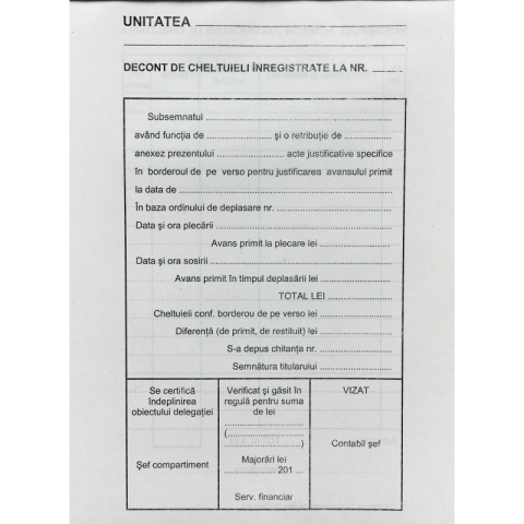 Birotică și Papetărie - Decont de cheltuieli inregistrate a5