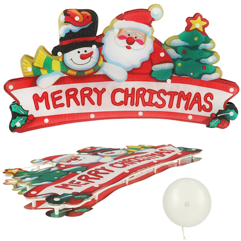 Decoratiune Luminoasa LED Merry Christmas Mos Craciun cu Ventuza 45cm [1]