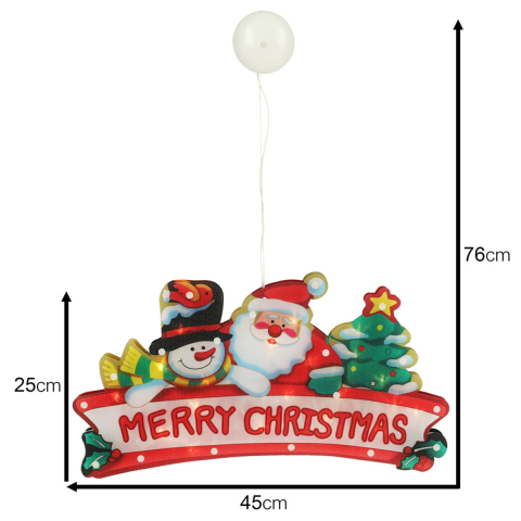 Decoratiune Luminoasa LED Merry Christmas Mos Craciun cu Ventuza 45cm [4]