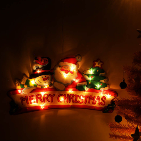 Decoratiune Luminoasa LED Merry Christmas Mos Craciun cu Ventuza 45cm [2]