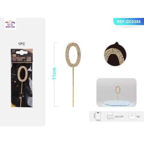 Cifre si Litere - Decoratiuni aniversare PartyGo cifra 0, 11cm, DC0385