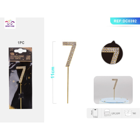 Cifre si Litere - Decoratiuni aniversare PartyGo cifra 7, 11cm, DC0392