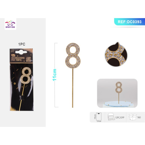 Cifre si Litere - Decoratiuni aniversare PartyGo cifra 8, 11cm, DC0393