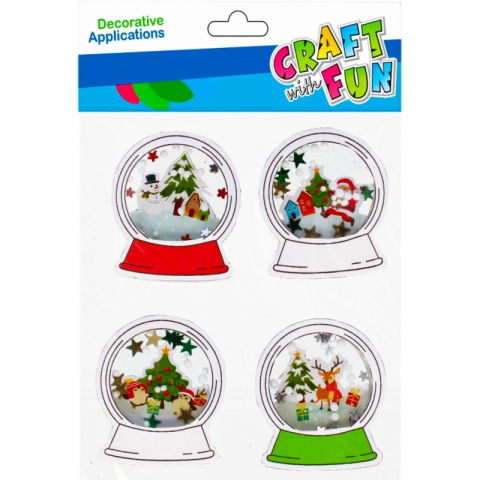 Art & Craft si Artizanat - Decoratiuni de Craciun - hartie gumata autoadeziva, glob de Craciun, diverse culori, set 4 buc