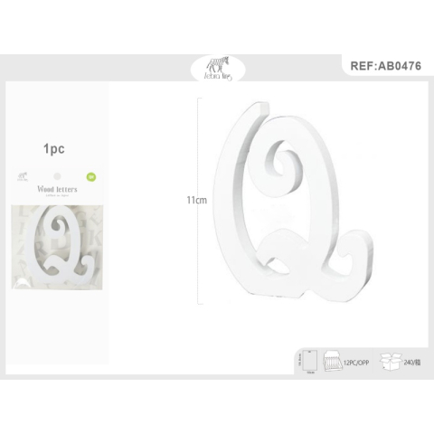Decoratiuni petrecere Zebra litera Q, 11cm, lemn, autoadeziva, JAB0476 [2]