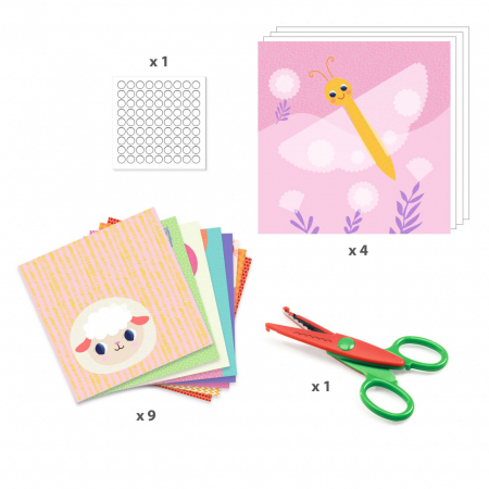 Set creativ Decupaje cu foarfeca cu taietura ondulata, Djeco, varsta 3 - 6 ani, Baiat, Fata [4]