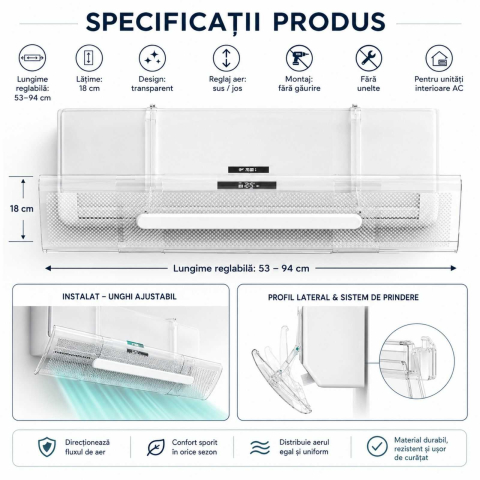 Deflector Aer Conditionat, Reglabil, Extensibil, 53 - 94 cm [4]