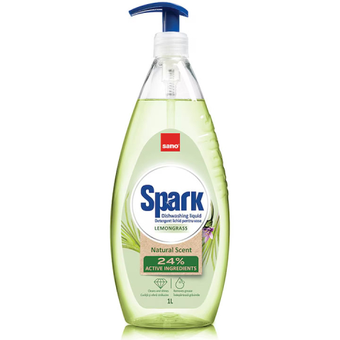 Detergenti si Curatenie - Detergent vase lemongrass cu pompita 1l sano spark