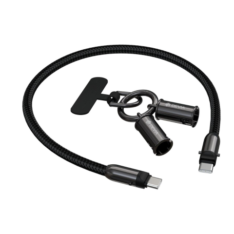 Devia Cablu Extreme Speed Woven Type-C la Type-C Fast Charge PD 60W, cu snur 0.3m, Negru [1]