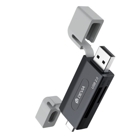 Devia Cititor Card 2in1 Leopard Series USB si Type-C, 2.0, SD/TF, Negru [6]