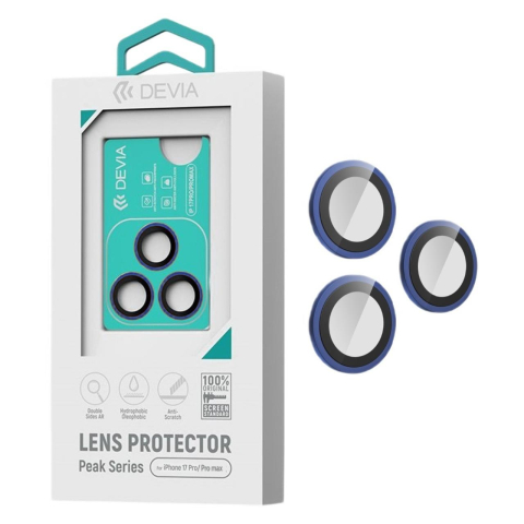 Devia Folie Sticla Camera Peak Series iPhone 17 Pro/ 17 Pro Max Albastru, pachet de 3 buc [3]