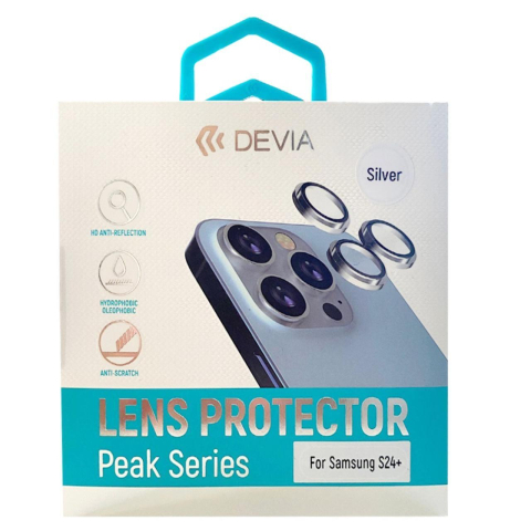 Devia Folie Sticla Camera Peak Series Samsung Galaxy S24 Plus, pachet de 3 buc,Argintiu [2]