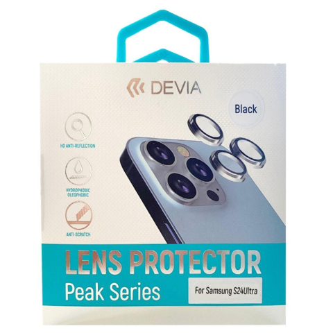 Devia Folie Sticla Camera Peak Series Samsung Galaxy S24 Ultra, pachet de 5 buc.Negru [5]