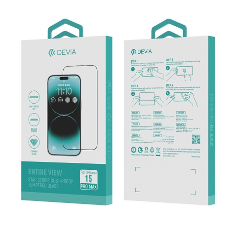 Devia Folie Sticla Star Series Full Screen Entire View iPhone 15 Pro Max Negru [2]