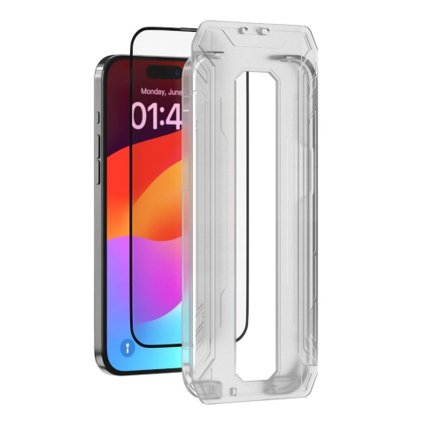 Devia Folie Sticla Van Series Full Screen Ultra-Thin iPhone 15, cu kit montare Transparent [6]
