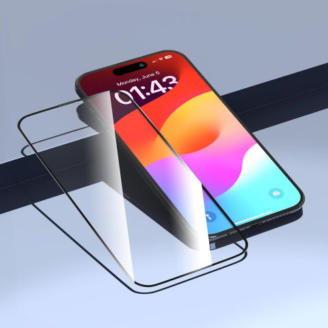 Devia Folie Sticla Van Series Full Screen Ultra-Thin iPhone 15, cu kit montare Transparent [5]