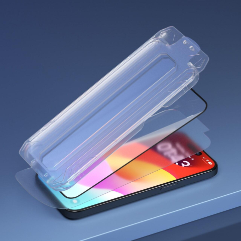 Laptop, Tablete & Telefoane - Devia Folie Sticla Van Series Full Screen Ultra-Thin iPhone 15 Pro, cu kit montare Transparent