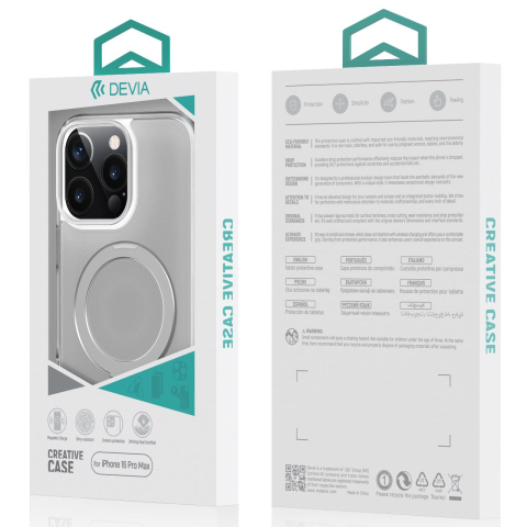 Devia Husa Clean Series Magnetic Shockproof iPhone 16 Pro Max cu suport Transparent [7]