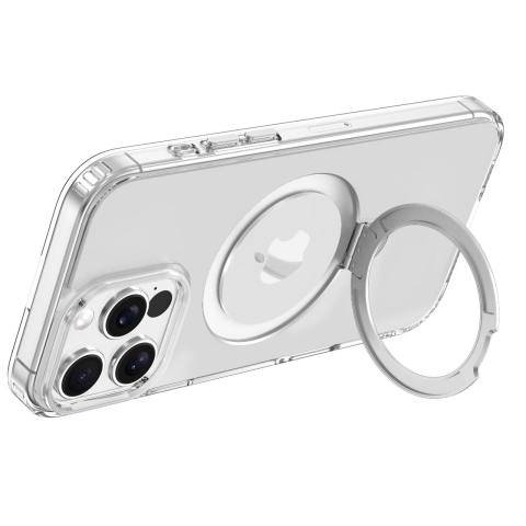 Laptop, Tablete & Telefoane - Devia Husa Clean Series Magnetic Shockproof iPhone 16 Pro Max cu suport Transparent