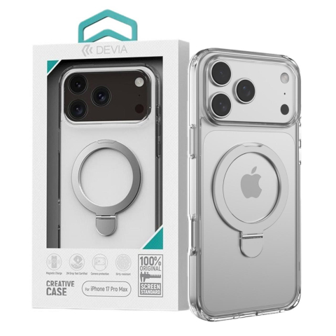 Devia Husa Clean Series Magnetic Shockproof iPhone 17 Pro Max Transparent, cu suport [6]
