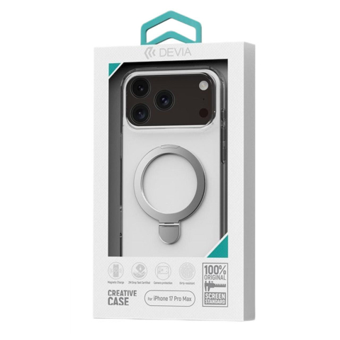 Devia Husa Clean Series Magnetic Shockproof iPhone 17 Pro Max Transparent, cu suport [4]