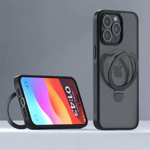 Devia Husa Delight Series Magnetic iPhone 15 Pro cu suport Negru [3]