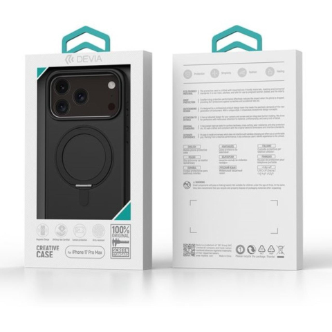 Devia Husa Eleguard Series Magnetic Shockproof iPhone 17 Pro Max Negru, cu suport rotativ 360 grade [5]