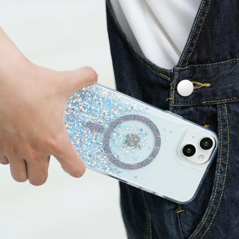 Devia Husa Shiny Series Original Design Magnetic iPhone 15 Plus Transparent / Albastru [1]