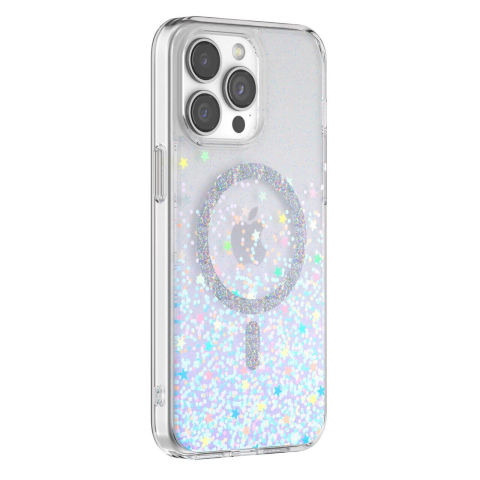 Laptop, Tablete & Telefoane - Devia Husa Shiny Series Original Design Magnetic iPhone 15 Pro Max Transparent / Albastru
