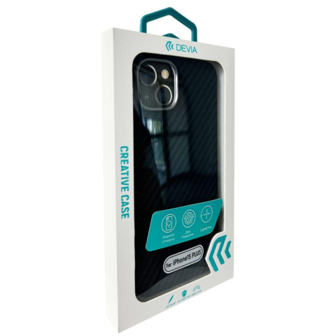 Laptop, Tablete & Telefoane - Devia Husa Ultra-Thin Carbon Fiber Magnetic iPhone 15 Plus Negru