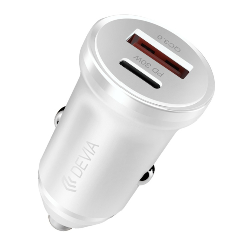 Devia Incarcator Auto Smart Series Mini PD 30W +QC 3.0 1 x USB-A + 1 x Type-C, Alb [4]