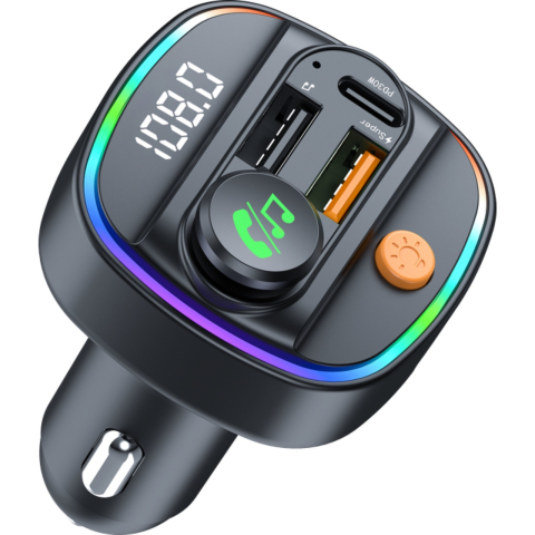 Devia Modulator FM Smart Series Bluetooth PD 30W + Dual USB, MP3, Fast Charger, Negru [6]