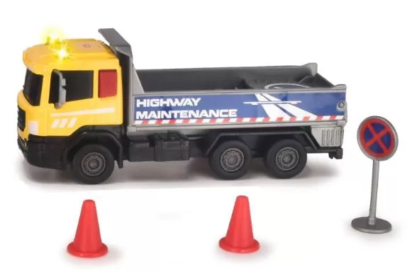 Utilaje construcție de jucărie - Dickie echipa de utilaje camion cu semne de circulatie 17cm, varsta de la 3 ani la 10 ani