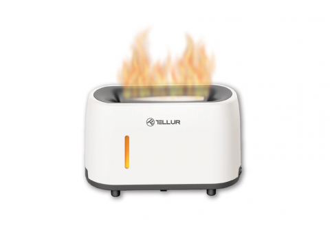 Periferice IT - Difuzor aromaterapie Flame Tellur, 240ml, 12 ore, telecomandă, alb