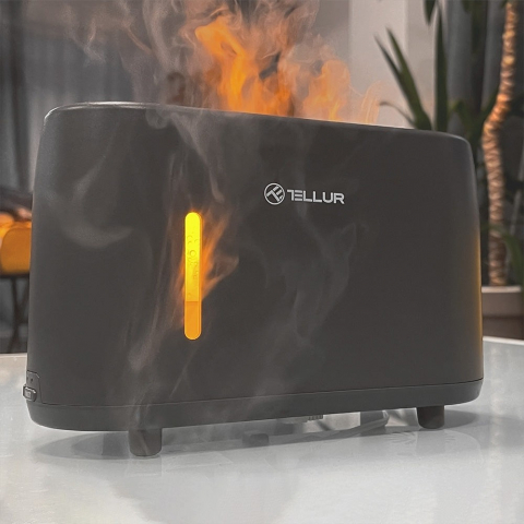 Difuzor aromaterapie Flame Tellur, 240ml, 12 ore, telecomandă, gri [1]