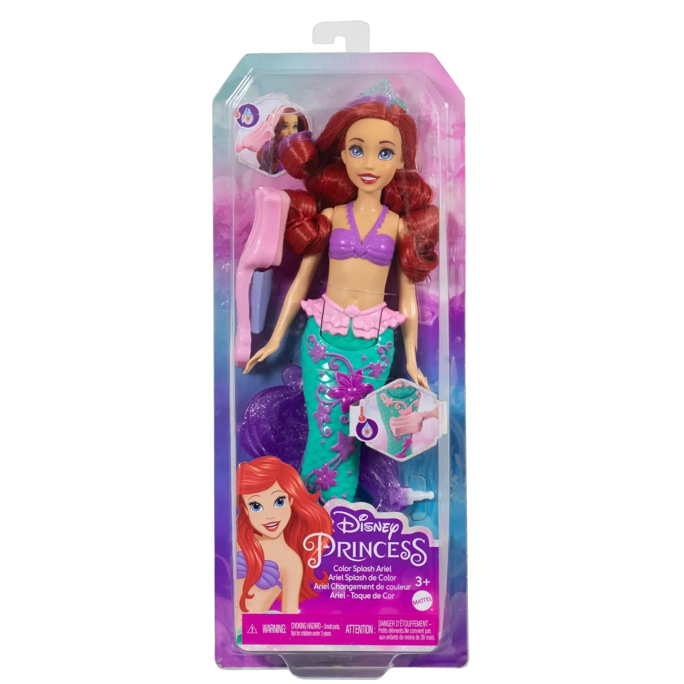 Jucării și Jocuri pentru copii - Disney princess papusa ariel cu culori schimbatoare, varsta de la 3 ani la 12 ani