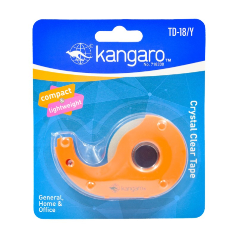 Articole pentru birou - Dispenser birou Kangaro mini TD-18/Y, cu 1 banda adeziva transparenta inclusa, diverse culori