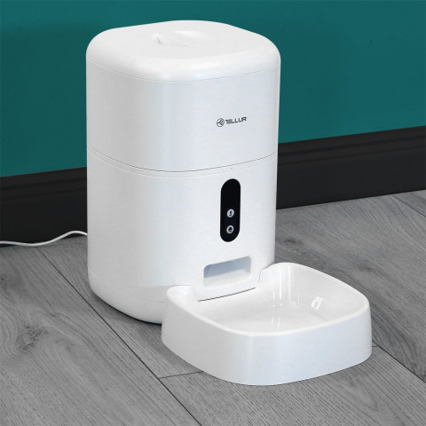 Dispenser hrană animale WiFi Tellur Smart, Cameră UltraHD, 4L, Alb [2]