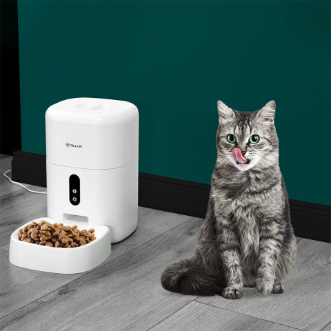 Dispenser hrană animale WiFi Tellur Smart, Cameră UltraHD, 4L, Alb [5]