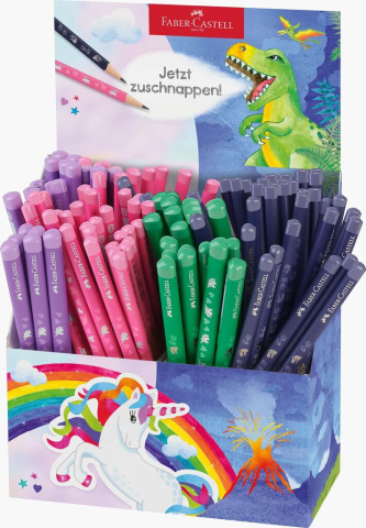 Rechizite Școlare - Display 120 buc creion grafit standard si jumbo unicorni si dinozauri faber-castell