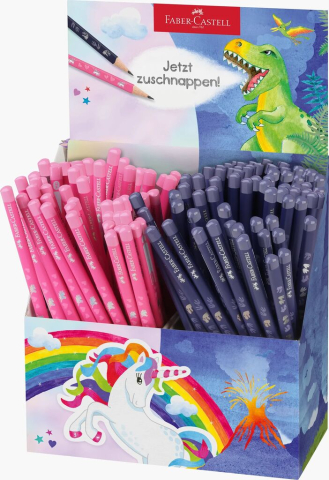 Rechizite Școlare - Display 144 buc creion grafit unicorni si dinozauri faber-castell