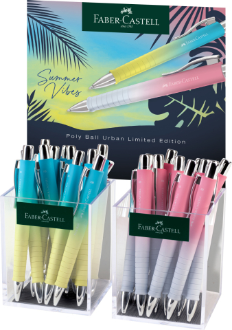 Birotică și Papetărie - Display 24 buc pix cu mecanism si grip poly ball urban xb summer 2024 faber-castell