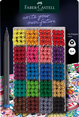 Rechizite Școlare - Display 300 buc liner grip 0.4mm diverse culori faber-castell