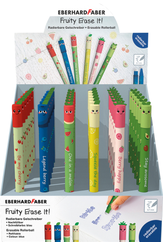 Rechizite Școlare - Display 36 rollere 0.7 mm albastru erasable fructe eberhard faber